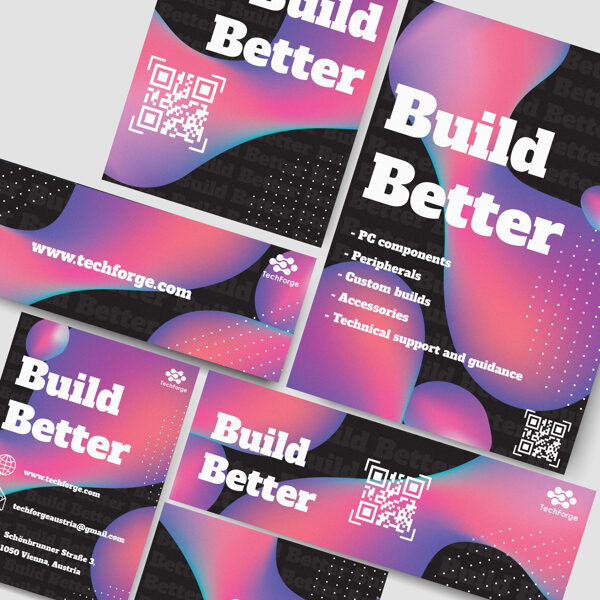 Flyers and business cards designed using Adobe Illustrator and InDesign.