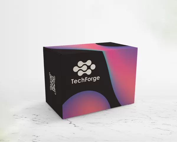 Packaging box design created using Adobe Illustrator and InDesign.